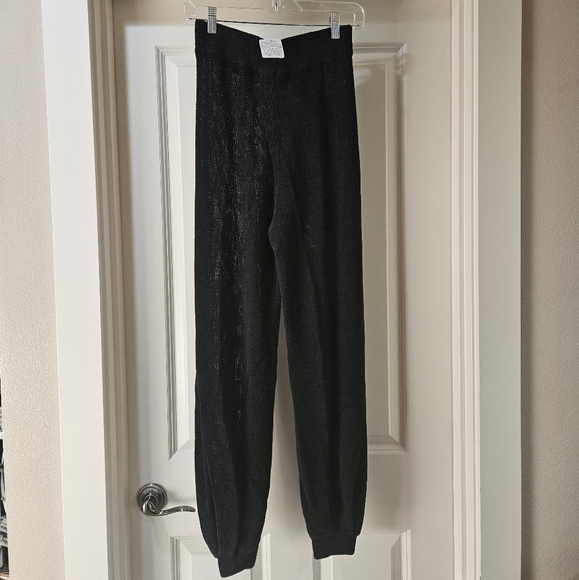 Free People Oh Yeah Sweater Pants Linen Blend Jogger Styl Semi Sheer Black S NWT - Picture 5 of 14